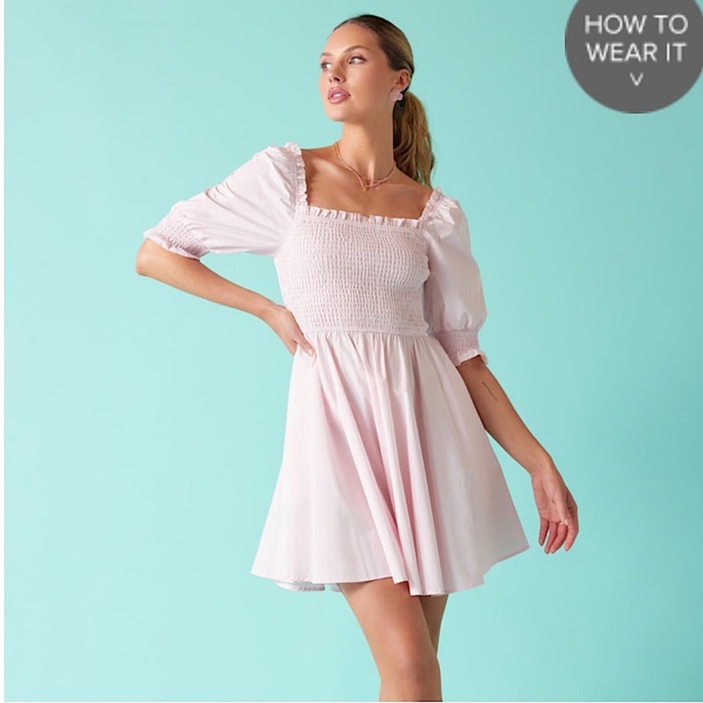 White Puff Sleeve Mini Dress
